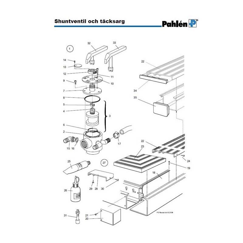 Sprängskiss Shuntventil Poolguard