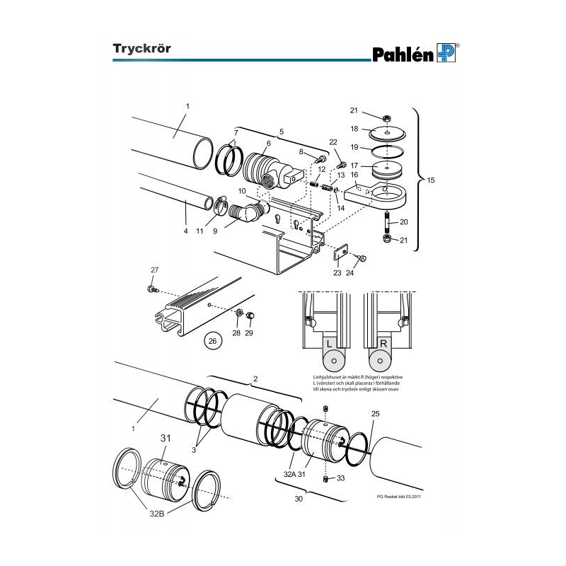 Sprängskiss Tryckrör Poolguard